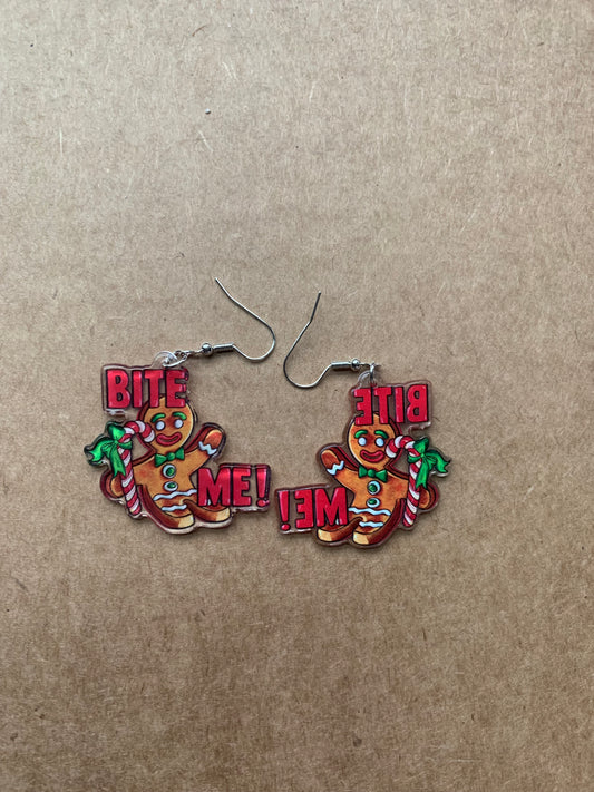 Bite me 🫚 gingerbread Earrings